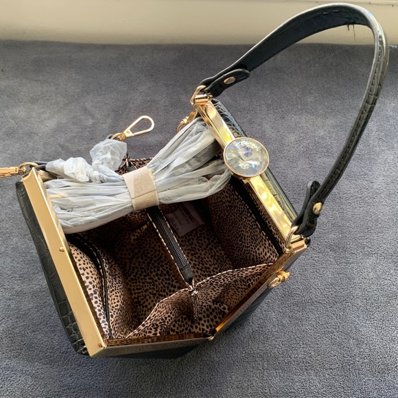 Mini Croc Handbag with Sparkle Clasp - Picture 6 of 10